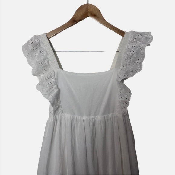 Anthropologie Brand En Saison Bea Eyelet Tie Back Maxi Dress White Size Large - Picture 3 of 9